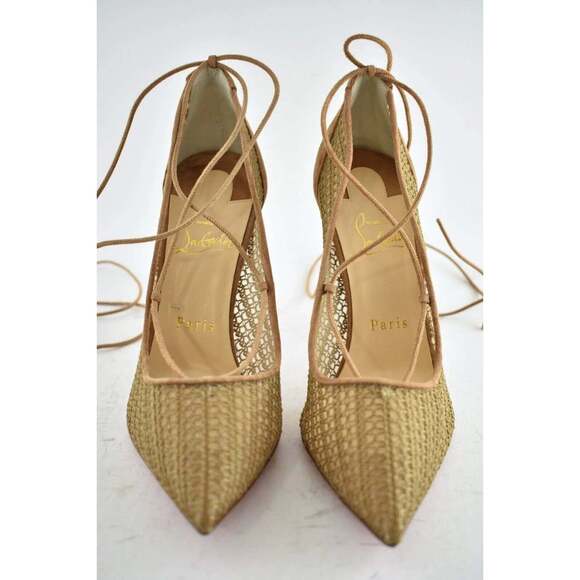 Christian Louboutin Peropik 100 Biscotto Brown Suede Lace Up Tie Heel Pump 37 - Picture 6 of 12